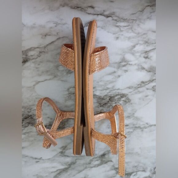 Top Moda Flat Two Strap Rhinestone Sandals Size 7.5 - Picture 6 of 8